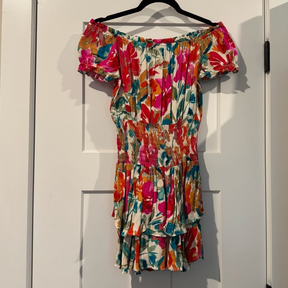 VICI Floral Ruffle Mini Dress Olivaceous
